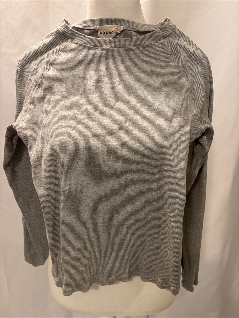 Adanola Light Gray Ribbed Knit Top - size XS